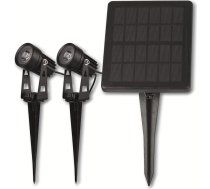 ChiliTec LED LED saules starmešu saules gaismas 2 saules lampu komplekts ar akumulatoru Dārza apgaismojums ar krēslas sensoru IP65 āra starmešu apgaismojums mājas dārzam Dīķis 3000 K silti balta