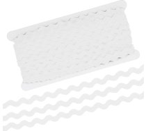 RIC Rac Trim, 5 mm, 25 m, balta, viļņota, pīta, bārkstīm, austu mežģīņu līkloču lenta šūšanai, apģērbiem, kleitām, DIY amatniecībai, dāvanu iesaiņošanai, kāzu, svinību dekorēšanai