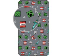 Minecraft gultas pārklājs bērniem, 100 % kokvilna, vienvietīgs izmērs 90 x 200 + 25 cm, mīksta un elpojoša kokvilnas bērnu gultas pārklājs ar elastīgiem stūriem, Minecraft Gamer gultas piederumi zēniem