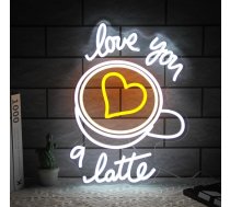 Kafijas bāra neona zīme Mīlu Tevi Latte neona LED zīme Kafijas kauss neona gaisma Kafejnīcas neona gaisma Reklāmas sienas apdare Latte mākslas neona zīme Gaismas zīme guļamistabai Virtuves kafejnīca Kafejnīcas kafejnīcas apdare
