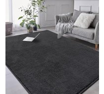 Dzīvojamās istabas paklājs 200 x 300 cm Mikrošķiedras mīksts, pūkains, ar īsu pūru paklājs dzīvojamai istabai, moderns, mazgājams, neslīdošs, ar augstu pūru, antracīta krāsā