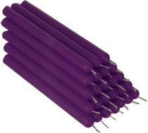 NKlaus 36335 Violeta bišu vaska 12 cm galda sveces bez sodrējiem Rokām darinātas rituālās sveces pilienu sveces 25 gab. iepakojumā