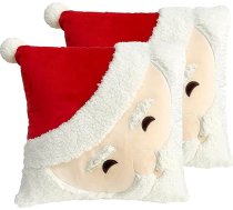 2 Ziemassvētku vecīša spilvenu pārvalku komplekts Ziemassvētki Priecīgus Ziemassvētkus Sarkans 3D izšūts samta spilvenu pārvalks Ziemas dekoratīvais spilvena pārvalks Santa Decoration 45 x 45 cm