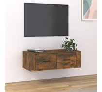 TV skapītis 80 x 36 x 25 cm Dūmots ozols, Koka materiāls, Sienas TV skapītis, Mūsdienīgs multivides skapītis, Sienas skapītis ar TV pierīci, Viesistabas mēbeles, DVD statīvs