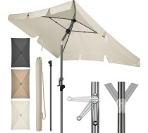 4smile SunnyShade Roma Balcony Parasol with Protective Cover, Beige, Parasol Rectangular 200 x 125 cm, Sun Protection Balcony with UV 50+, Balcony Umbrella with Crank, Bendable and Height Adjustable