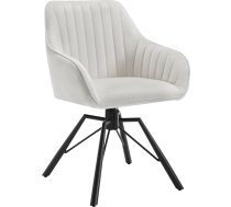 WOLTU 1 x Swivel Dining Room Chair, Velvet Chair, Dining Room, Swivel Chair, Kitchen Chair, Living Room, Upholstered Chair with Armrests, Metal Legs, Ergonomic Lounge Chair, Cream, EZS12cm-1