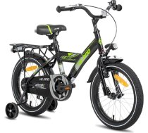 HILAND 16/18/20 collu bērnu kalnu velosipēds (MTB) zēniem un meitenēm no 4, 5, 6, 7, 8 un 9 gadu vecuma, ar lukturi, bagāžnieku, atbalsta riteņiem/stendu, melnā/baltā krāsā