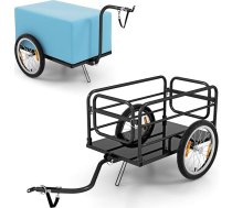 GIANTEX 2-in-1 velosipēdu piekabe ar salokāmu metāla rāmi, noņemamu pārsegu, vilkšanas ratiņiem ar izturīgiem 40 cm pneimatiskajiem riteņiem un universālu velosipēdu sakabes stieni, kas piemērota vairākiem velosipēdiem