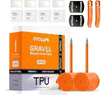 CYCLAMl Gravelbike TPU iekšpneimatiska riepa šosejas velosipēdam, 46 g. Īpaši viegla 700 x 32–47C velosipēda riepa, 28 collas, Presta vārsts, 45/65 MMI MTB riepa, 29 collas