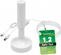[Tests SEHR GUT, piezīme 1.2 *] Anadol AXRED Magnes Weiss DVBT2 Antenne mit Verstärker 30dBi für innen außen, DVBT Antenne für Receiver Fernseher, DVB-T DVB-T2 Antennen, DVB T2 Zimmerantenne, 5m Kabel