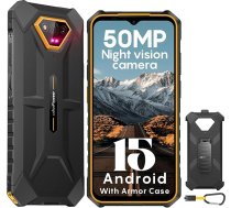 Ulefone Armor X13 Āra viedtālrunis 50MP + 24MP nakts redzamības 12GB + 64GB/256GB SD, astoņkodolu 6320mAh 6,52 collu Android 14 IP68 mobilais tālrunis bez līguma 4G Dual SIM pirkstu nospiedumu identifikators NFC GPS 2 gadu garantija Orange