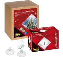 Idena 90214 LED pasaku gaismas ar 200 LED diodēm zeltaini dzeltenā krāsā un taimeri, 29,9 m, ar 20 piesūcekņiem un spraugu piestiprināšanai, izmantošanai ārpus telpām un iekštelpās, svētku dekorēšanai, Ziemassvētku dekorēšanai