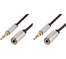Amazon Basics Hilfs Stereo-Audio-Verlängerungskabel für Stecker und Buchse, 3,5 mm, 7,6 m, Schwarz, 1er-Pack (Packung mit 2)