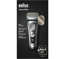 Braun Series 9 Pro Premium vīriešu skuveklis ar 4+1 skūšanās galviņu, elektriskais skuveklis un ProLift trimmeris, PowerCase, 60 min. akumulatora darbības laiks, slapjš un sausais skūšanās režīms 1, 3 un 7 dienu bārdai, 9417s, sudrabots