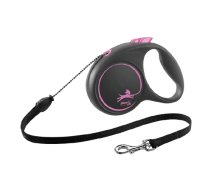 Trixie Flexi Black Design S inerces pavada suņiem?5m melna/rozā