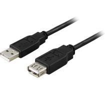 Kabelis DELTACO USB 2.0, Type A ha - Type A ho, 0.1m, juodas / USB2-101S|USB2-101S