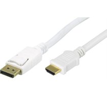 Kabelis DELTACO DisplayPort - HDMI su audio, Ultra HD in 30Hz, 3m, baltas / DP-3031|DP-3031