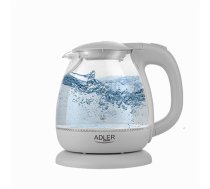 Adler | Kettle | AD 1283G | Standard | 1100 W | 1 L | Plastic/Glass | 360° rotational base | Grey|AD 1283 grey