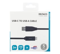 USB-C į USB-A kabelį, 2 m, 3A, USB 2.0, juoda DELTACO / USBC-1006M|USBC-1006M