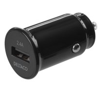 DELTACO 12/24 V USB automobilinis įkroviklis su 1x USB-A jungtimi, 2,4 A, 12 W, juodas USB-CAR123|USB-CAR123