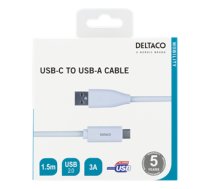 Kabelis DELTACO USB 2.0, C tipas - A tipo vyras, 1,5 m, baltas / USBC-1010M|USBC-1010M