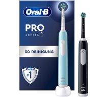 Oral-B | Electric Toothbrush, Duo pack | Pro Series 1 | Rechargeable | For adults | Number of brush heads included 2 | Number of teeth brushing modes 3 | Blue/Black|Pro1 Duo     BlueBlack