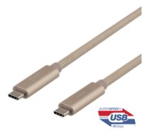 USB-C kabelis DELTACO 1m, USB 3.1 Gen 1, 10 Gbps, 100W, auksinė / USBC-1422M|USBC-1422M