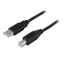 DELTACO USB 2.0 kabelis Type A male - Type B male 5m, juodas / USB-250S|USB-250S