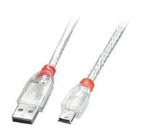 CABLE USB2 A TO MINI-B 0.5M/TRANSPARENT 41781 LINDY|41781