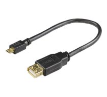 Kabelis DELTACO USB 2.0 "micro B-AF" OTG, 0.2m, juodas / USB-73-K|USB-73-K