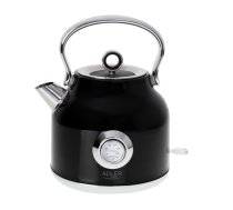 Adler | Kettle with a Thermomete | AD 1346b | Electric | 2200 W | 1.7 L | Stainless steel | 360° rotational base | Black|AD 1346 Black