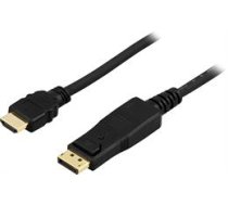 Kabelis DELTACO DisplayPort - HDMI su audio, Ultra HD in 30Hz, 3m, juodas / DP-3030|DP-3030