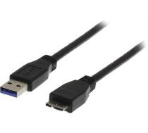 DELTACO USB 3.0 laidas, A tipo - „Micro B“ tipo lizdas, 2m, juodas USB3-020S|USB3-020S