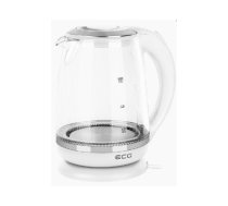 ECG Electric kettle RK 2020 White Glass, 2 L, 360° base with power cord storage, Blue backlight, 1850-2200 W|ECGRK2020WHITEGLASS