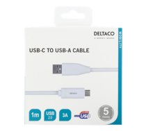USB-C į USB-A kabelį, 1 m, 3A, USB 2.0, baltas DELTACO / USBC-1009M|USBC-1009M