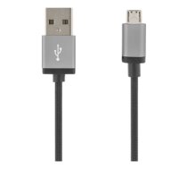 USB sinchronizavimo / įkrovimo kabelis, aptrauktas, USB-A ma - USB Micro B ma, 1m, 2.4A, USB 2.0 DELTACO juodas / MICRO-110F|MICRO-110F
