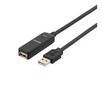 Kabelis DELTACO USB 2.0 ilgintuvas, 10.0m, aktyvus, juodas / USB2-EX10M|USB2-EX10M