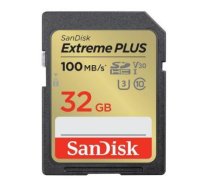 SanDisk Extreme PLUS 32GB SDHC Memory Card + 2 years RescuePRO Deluxe up to 100MB/s & 60MB/s Read/Write speeds, UHS-I, Class 10, U3, V30|SDSDXWT-032G-GNCIN