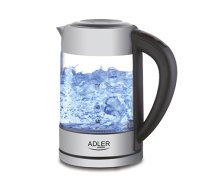 Adler | Kettle | AD 1247 NEW | With electronic control | 1850 - 2200 W | 1.7 L | Stainless steel, glass | 360° rotational base | Stainless steel/Transparent|AD 1247