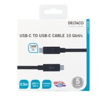 Kabelis DELTACO USB-C - USB-C, 0.5m, USB 3.1 Gen 2 / USBC-1401M |USBC-1401M