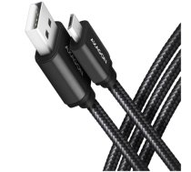 Axagon Data and charging USB 2.0 cable length 2 m. 2.4A. Black braided.|BUMM-AM20AB
