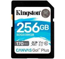 Kingston 256GB SDXC Canvas Go Plus 170R C10 UHS-I U3 V30, EAN: 740617301519|SDG3/256GB