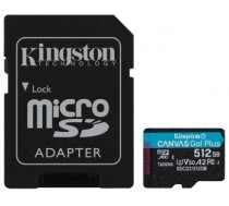 Kingston 512GB microSDXC Canvas Go Plus 170R A2 U3 V30 Card + ADP, EAN: 740617301328|SDCG3/512GB