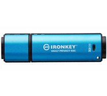 Kingston Technology IronKey Vault Privacy 50 USB atmintukas 32 GB C tipo USB 3.2 Gen 1 (3.1 Gen 1) Juoda, Mėlyna|IKVP50C/32GB