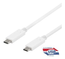 Kabelis DELTACO USB-C į USB-C, 0,5 m, 10 Gbps, 100 W 5A, USB 3.1 Gen 2, E-Market, baltas / USBC-1406|USBC-1406