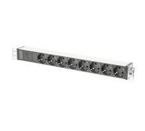 Aluminum outlet strip with pre-fuse | DN-95410 | Sockets quantity 8|DN-95410