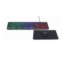 Gembird | 3-in-1 Backlight Desktop Set | KBS-UML-01 | Keyboard, Mouse and Pad Set | Wired | Mouse included | US | Black|KBS-UML-01