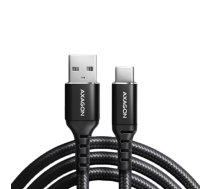 Axagon Data and charging USB 2.0 cable length 2 m. 3A. Black braided.|BUCM-AM20AB