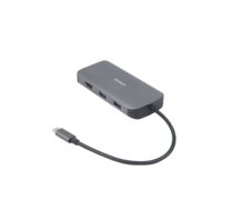 USB-C jungčių stotelė DELTACO, 9in1, 3x USB-A, SD/microSD, RJ45, HDMI, VGA, sidabrinė / USBC-HDMI25 / 1902420|USBC-HDMI25