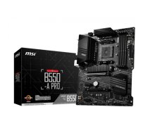 MSI | B550-A PRO | Processor family AMD | Processor socket AM4 | DDR4 DIMM | Memory slots 4 | Supported hard disk drive interfaces SATA, M.2 | Number of SATA connectors 6 | Chipset AMD B550 | ATX|B550-A PRO